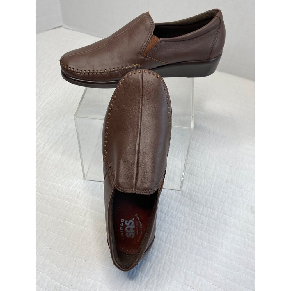SAS Womens Tripad Comfort Leather Slip-On Casual Shoes 7.5W Brown